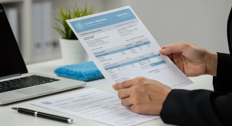 Invoice showing cleaning supplies for cleaning business.